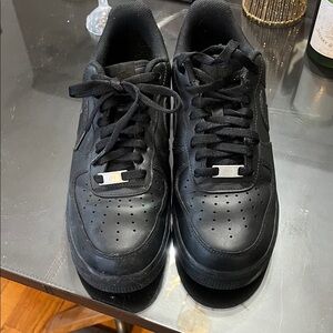 lightly used Nike AF 1 s triple black mens size 10